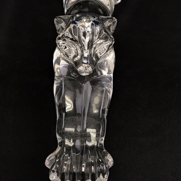 Vintage LENOX Crystal Glass Cat Panther Stretching Figurine 1994 Germany - Picture 5 of 12